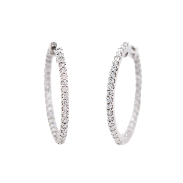 14K White Gold Lab Grown Diamond Inside-Out Hoop Earrings
