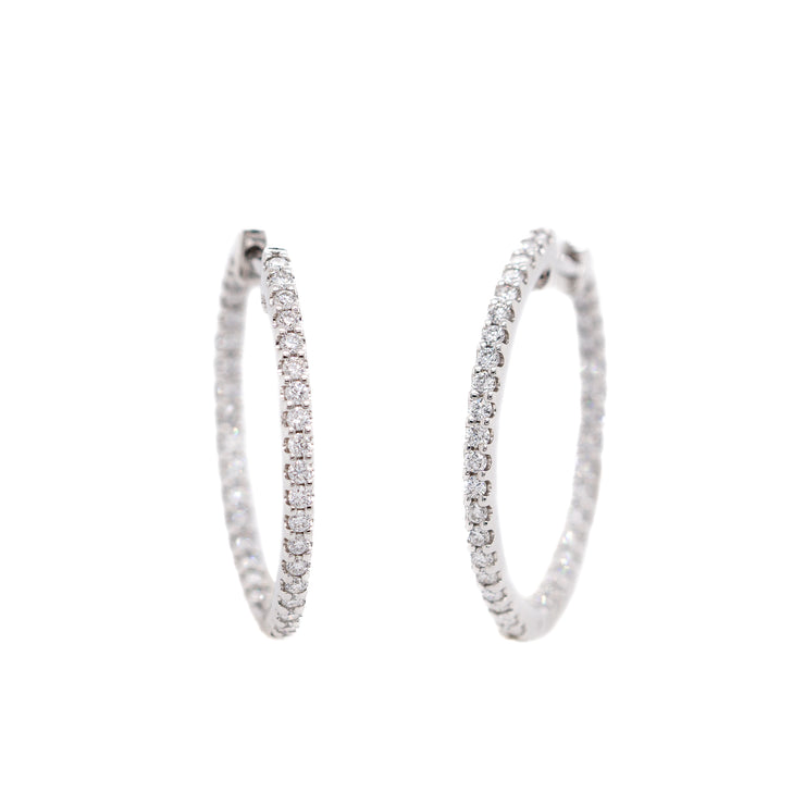 14K White Gold Lab Grown Diamond Inside-Out Hoop Earrings