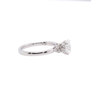 14K White Gold Oval Lab Grown Diamond Engagement Ring with Side Stones