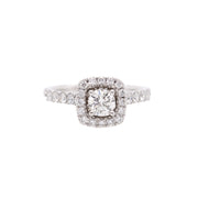 14K White Gold Round Lab Grown Diamond Engagement Ring with Square Halo