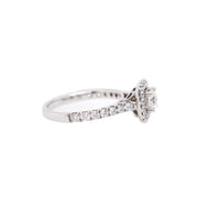 14K White Gold Round Lab Grown Diamond Engagement Ring with Square Halo