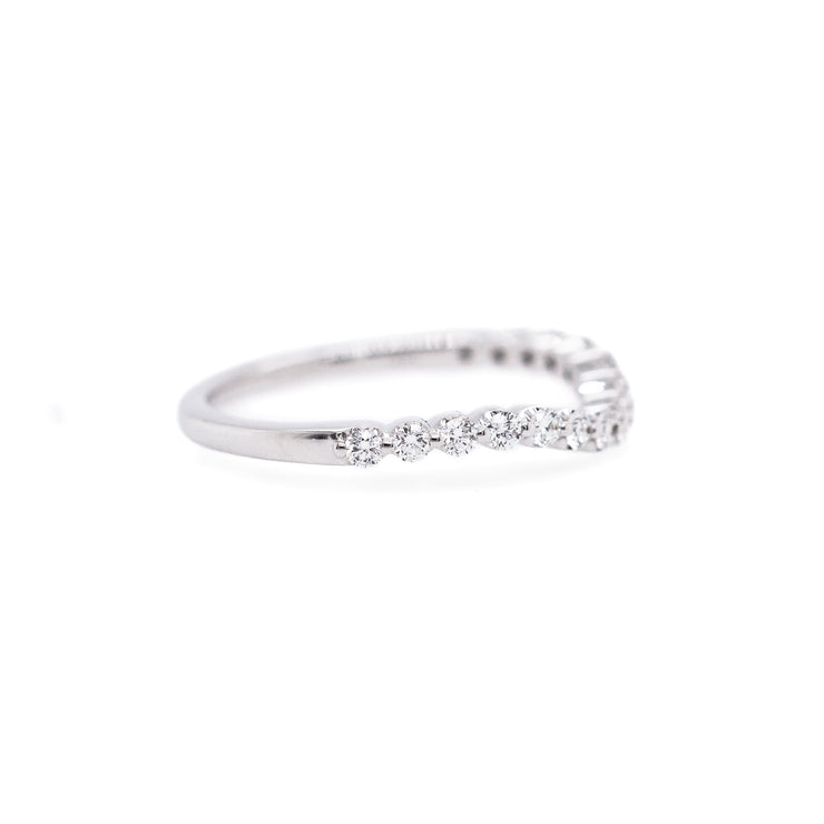 14K White Gold Round Diamond Contour Band