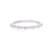 14K White Gold Band with Alternating Round Diamonds 