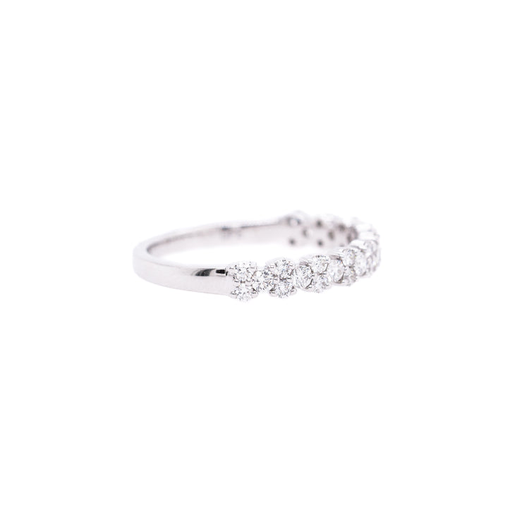 14K White Gold Round Cluster-Style Diamond Band
