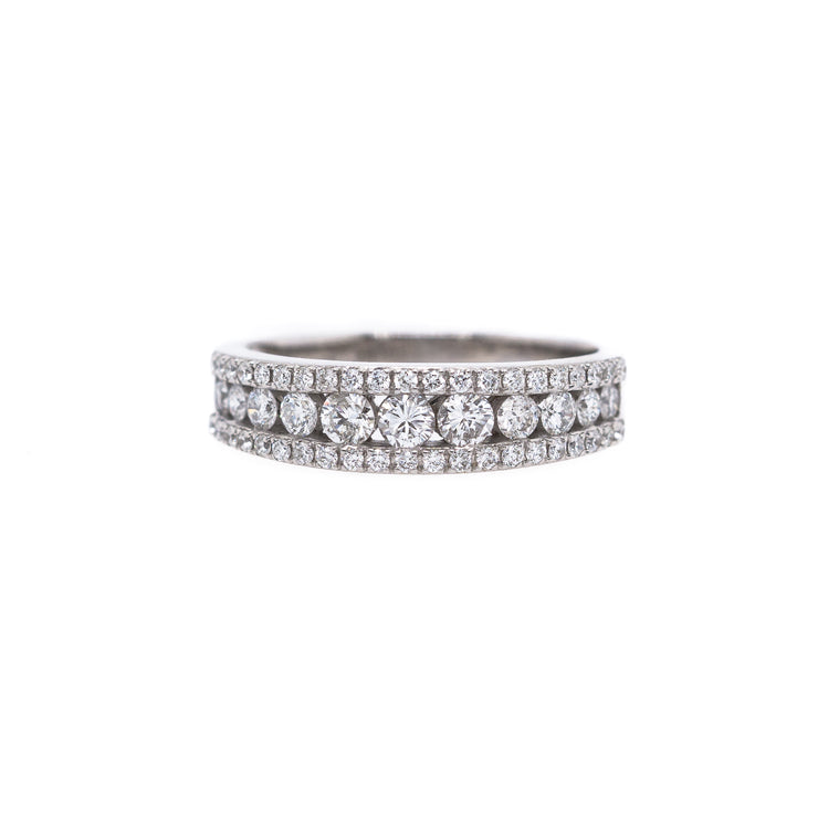 14K White Gold Channel-Set Round Diamond Band