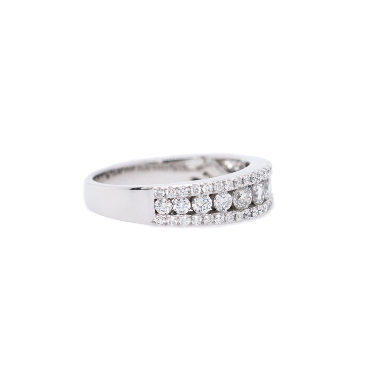 14K White Gold Channel-Set Round Diamond Band