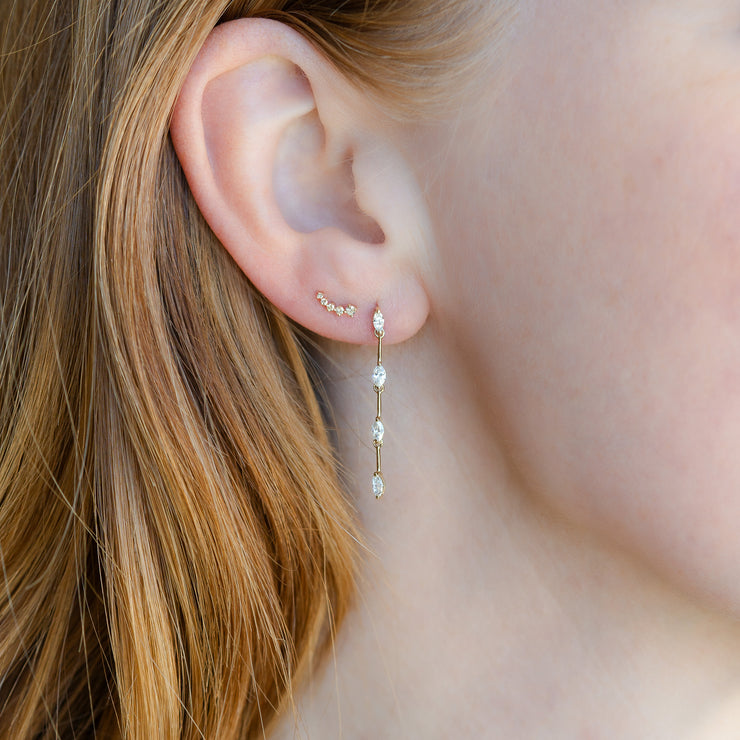 18K Yellow Gold 0.66ct Marquise Diamond Station Drop Earrings. Bichsel Jewelry in Sedalia, MO. Simple, elegant bridal or special occasion style. Shop online or in-store today!