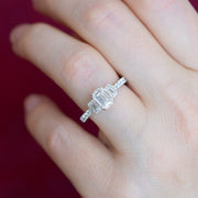 14K White Gold Emerald Cut Three-Stone Lab Grown Diamond Engagement Ring