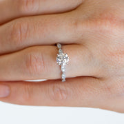 Round Diamond Engagement Ring with Marquise Shape Band