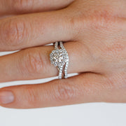 14K White Gold Round Diamond Engagement Ring with Scalloped Halo and Twist Sides, with Matching Contour Diamond Band. Free Preferred Jewelers Warranty. Bichsel Jewelry in Sedalia, MO. 