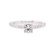 14K White Gold 0.48ct Round Diamond Engagement Ring with 0.50ct Diamond Accent Band. Bichsel Jewelry in Sedalia, MO. Shop rings online or in-store today!