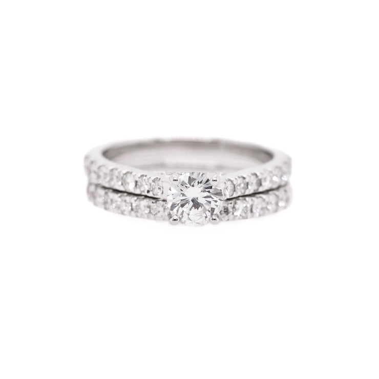 14K White Gold 0.57ct Round Diamond Engagement Ring with Matching Diamond Wedding Band and 0.82ct Accent Diamonds. Bichsel Jewelry in Sedalia, MO. Shop online or in-store today!