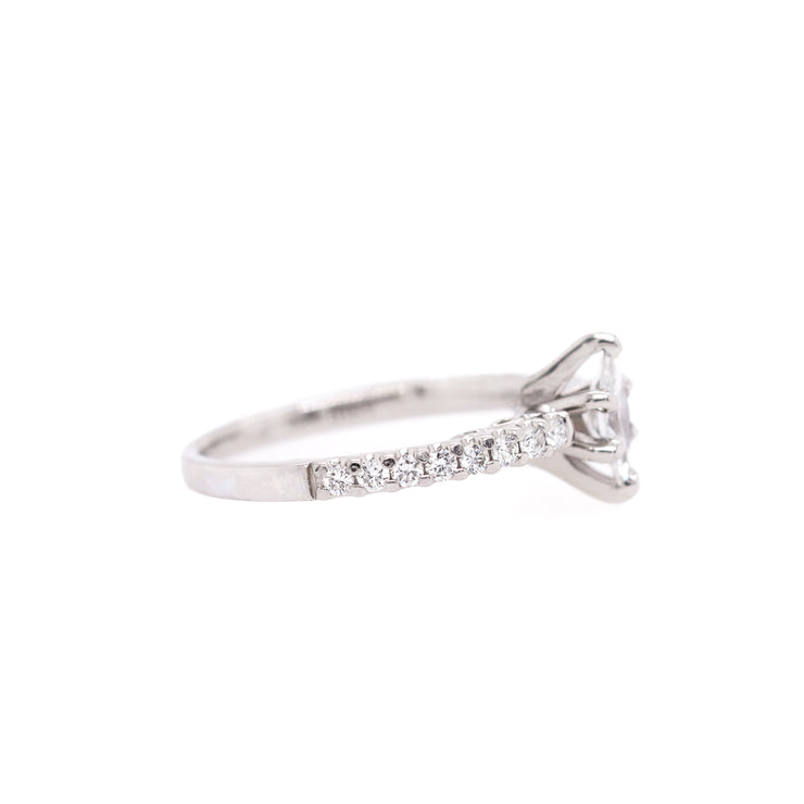 14K White Gold 0.33ct Marquise Diamond Engagement Ring with 0.25ct Diamond Accent Band. Bichsel Jewelry in Sedalia, MO. Shop rings online or in-store today!