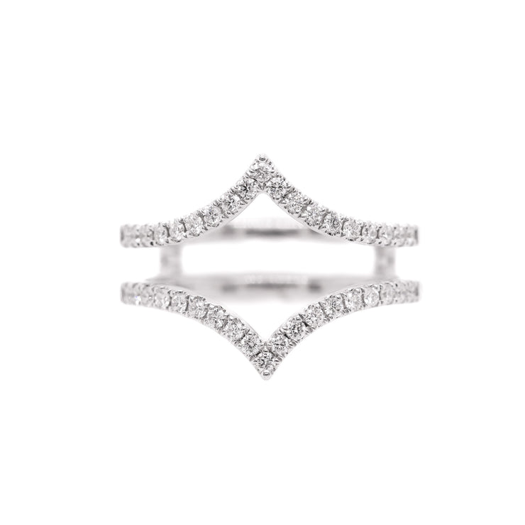 14K White Gold 0.43ct Round Diamond V-Curved Chevron Wedding Ring Insert. Bichsel Jewelry in Sedalia, MO. Shop wedding band wraps and ring inserts online or in-store today!