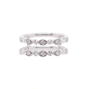 14K White Gold Alternating Round and Marquise Shape 0.57ct Diamond Wedding Band Wrap with Milgrain Details. Bichsel Jewelry in Sedalia, MO. Shop online or in-store today!
