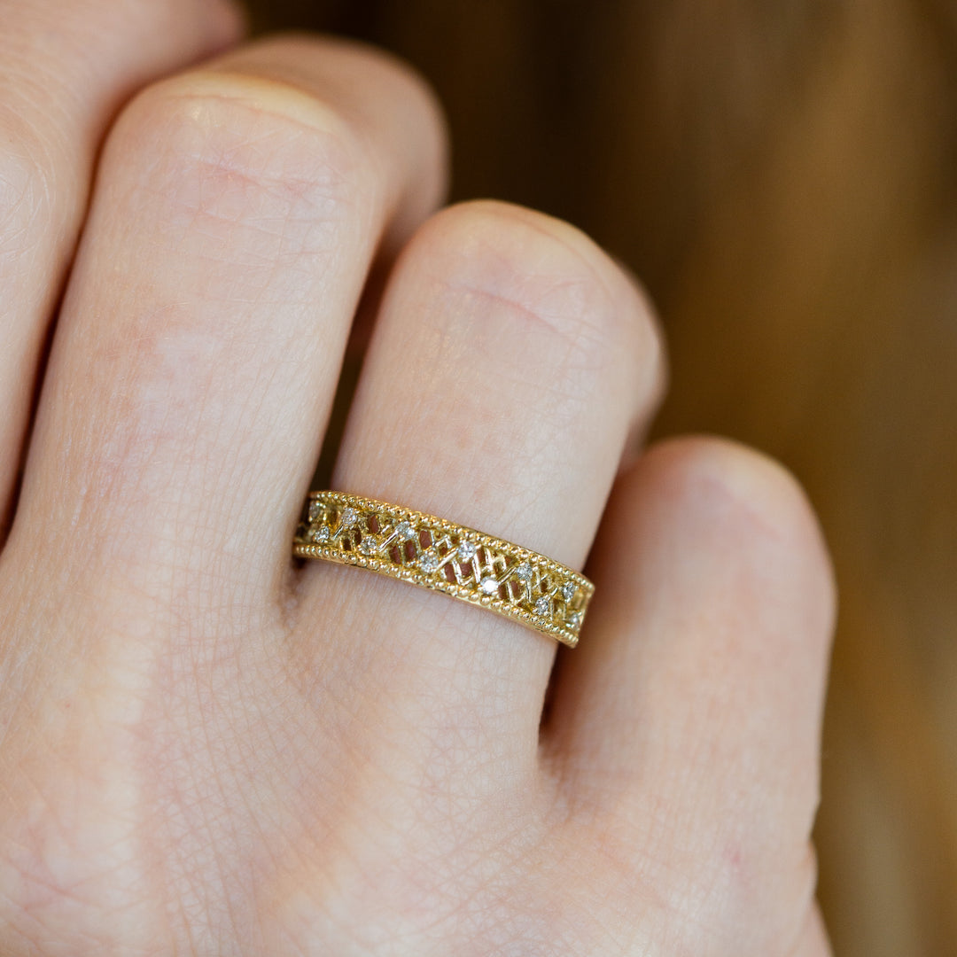 Woven Gold Diamond Band Bichsel Jewelry