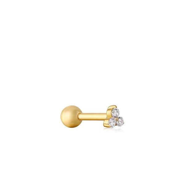 Ania Haie Gold Sparkle Trio Mini Barbell Stud Earrings. 14K yellow gold plated on sterling silver with CZ stones. Bichsel Jewelry in Sedalia, MO. Shop online or in-store today!