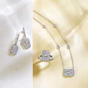 Square Shape 1.00ct Pavé Baguette Diamond Necklace with Round Diamond Station Chain. Bichsel Jewelry in Sedalia, MO. Shop styles online or in-store today!
