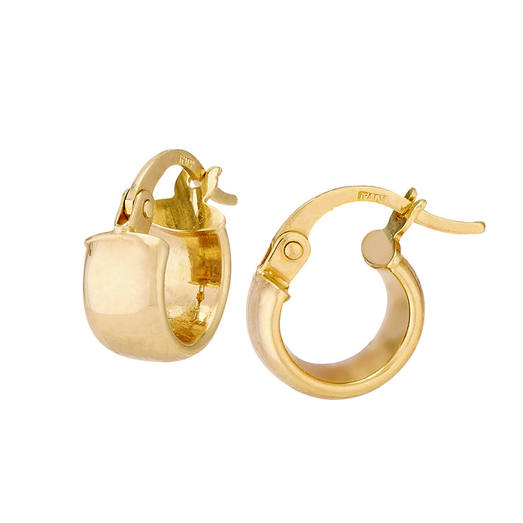 14K Yellow Gold Mini Wide Polished Huggie Hoop Earrings. Bichsel Jewelry in Sedalia, MO. Shop earring styles online or in-store today!