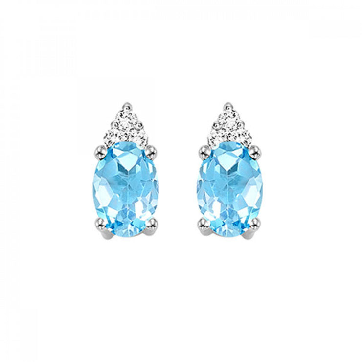 10K White Gold Oval 0.50ct Blue Topaz Stud Earrings with Round Diamond Accents. Bichsel Jewelry in Sedalia, MO. Shop online or in-store today!