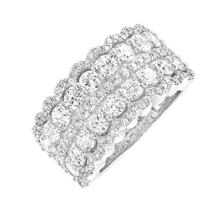 14K White Gold Multi-Row 2.00ct Round Diamond Band with Scalloped Edges. Bichsel Jewelry in Sedalia, MO. Shop diamond rings online or in-store today!