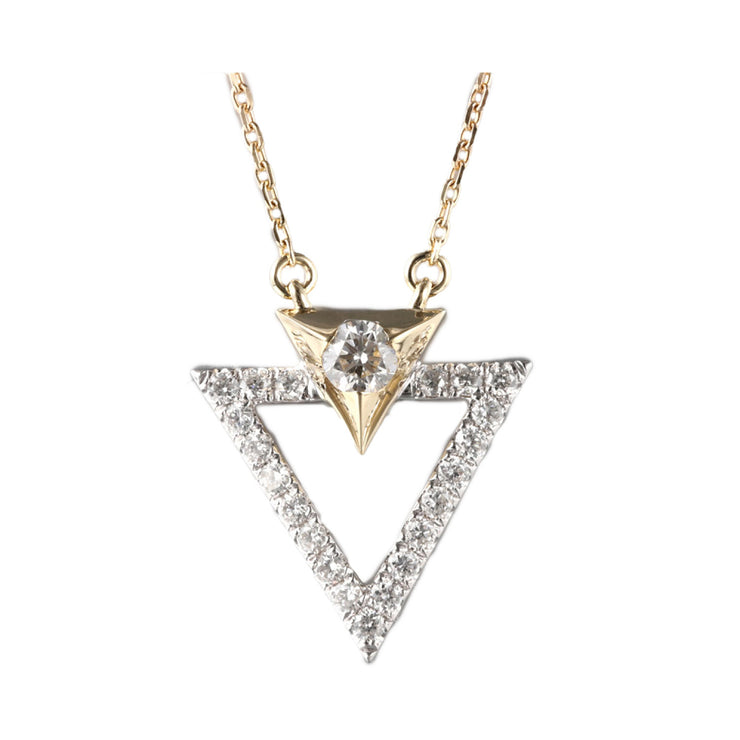 14K Yellow & White Gold 0.25ct Diamond Double Triangle Necklace. Bichsel Jewelry in Sedalia, MO. Shop diamond styles online or in-store today!