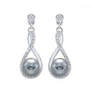Sterling Silver Black Pearl Dangle Earrings with Cubic Zirconia Stones. Bichsel Jewelry in Sedalia, MO. Shop pearl styles online or in-store today!