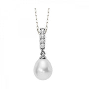 Diamond-Accented Silver Pearl Drop Dangle Pendant. Bichsel Jewelry in Sedalia, MO. Shop pearl styles online or in-store today!