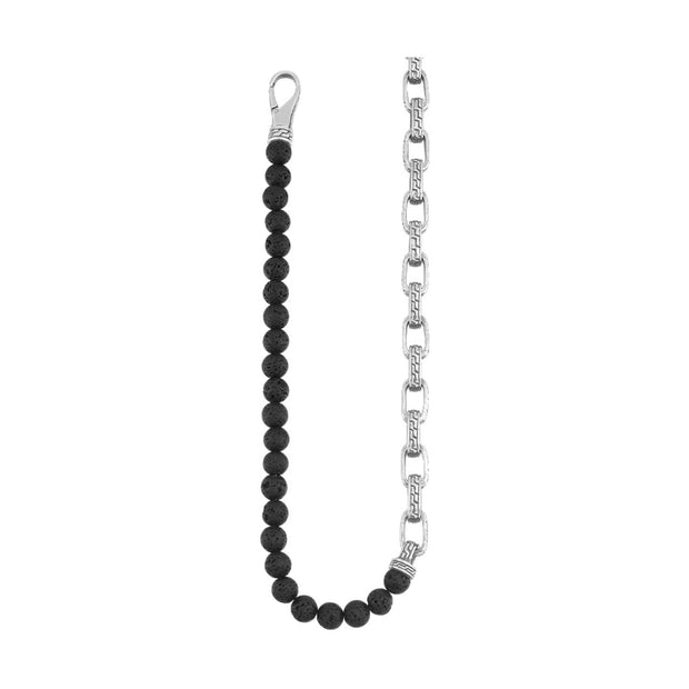Men's Steel Link Chain Necklace with Semi-Precious Round Black Stones. Bichsel Jewelry in Sedalia, MO. Shop men's styles online or in-store today!