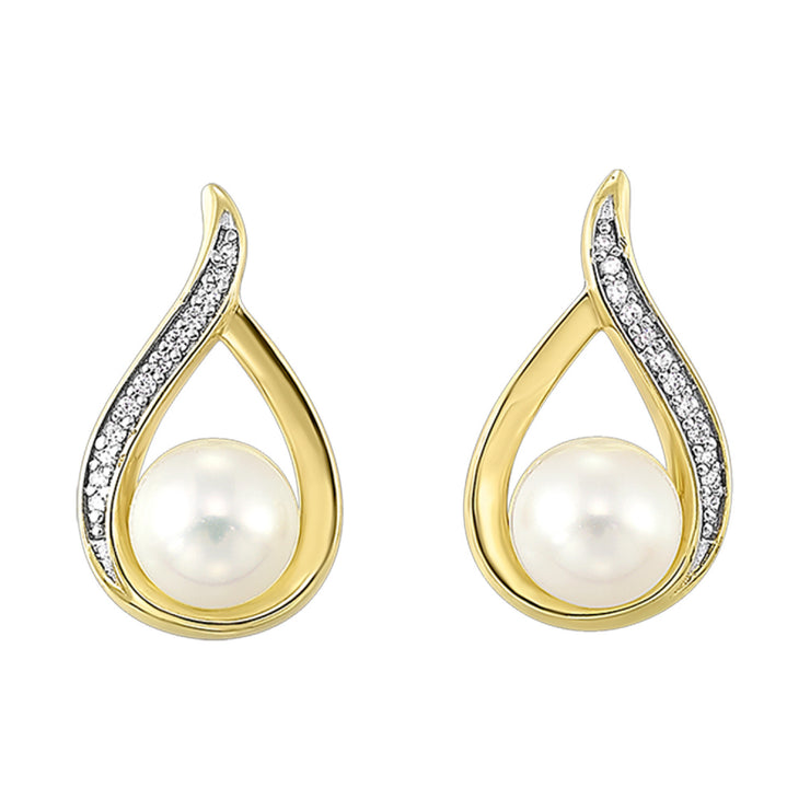 14K Yellow Gold 2ct Pearl Swirl Stud Earrings with Diamond Accents. Bichsel Jewelry in Sedalia, MO. Shop pearl styles online or in-store today!