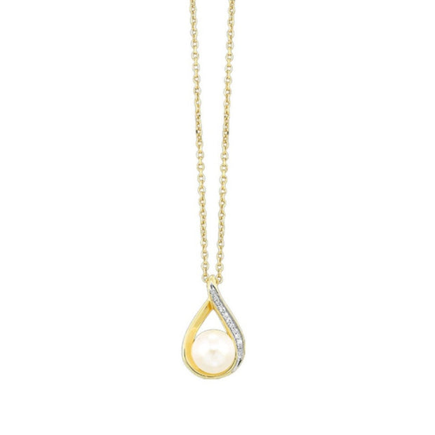 14K Yellow Gold 0.50ct Pearl Swirl Drop Pendant with Diamond Accents. Bichsel Jewelry in Sedalia, MO. Shop pearl styles online or in-store today!