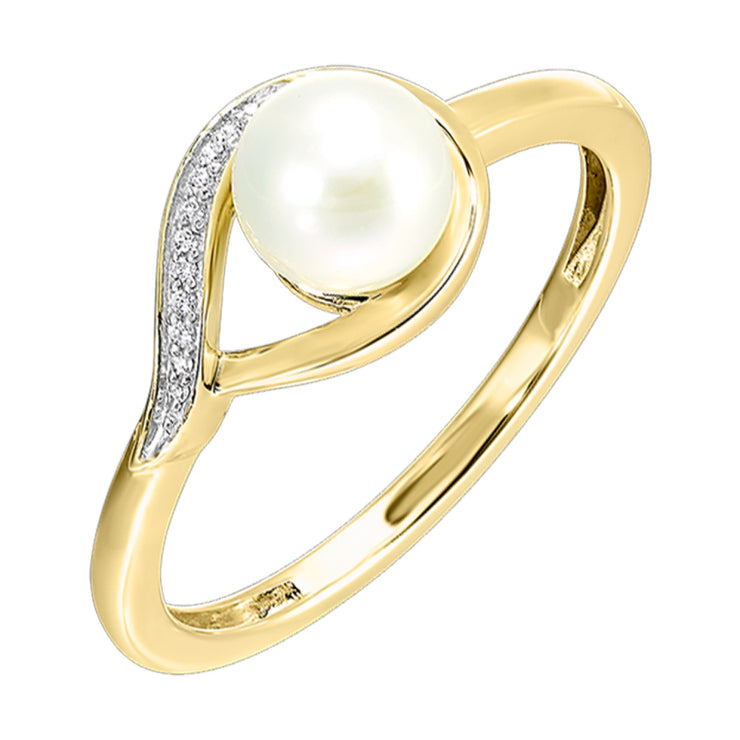 14K Yellow Gold 1.50ct Pearl Swirl Ring with Diamond Accents. Bichsel Jewelry in Sedalia, MO. Shop pearl styles online or in-store today!