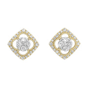 14K Yellow Gold 0.50ct Diamond Clover Shape Stud Earrings with Diamond Halos and Milgrain Details. Bichsel Jewelry in Sedalia, MO. Shop styles online or in-store today!