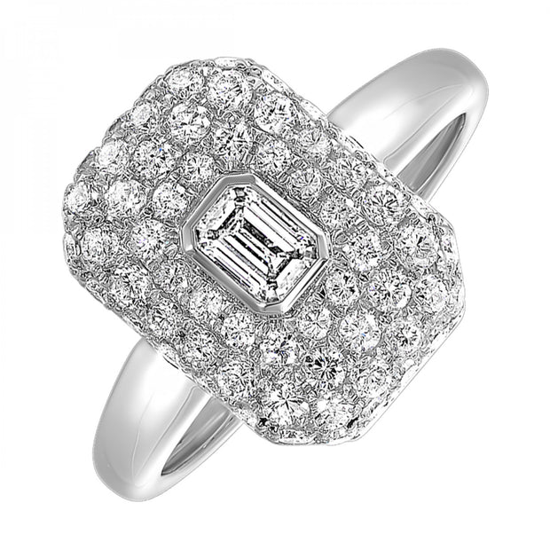 14K White Gold 1.00ct Square Pavé Baguette Diamond Ring. Bichsel Jewelry in Sedalia, MO. Shop ring styles online or in-store today!