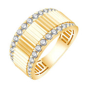 14K Yellow Gold Fluted Ring with Two Rows of Round Diamonds, 0.63ct. Bichsel Jewelry in Sedalia, MO. Shop ring styles online or in-store today!