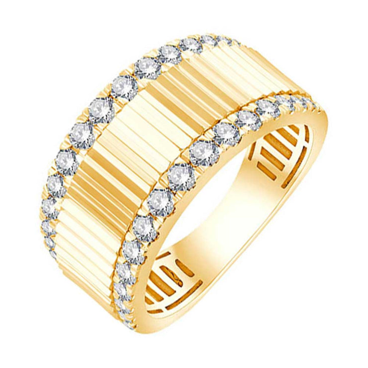 14K Yellow Gold Fluted Ring with Two Rows of Round Diamonds, 0.63ct. Bichsel Jewelry in Sedalia, MO. Shop ring styles online or in-store today!