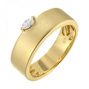 14K Yellow Gold Textured Satin Finish Ring with 0.10ct East-West Marquise Accent Diamond. Bichsel Jewelry in Sedalia, MO. Shop ring styles online or in-store today!