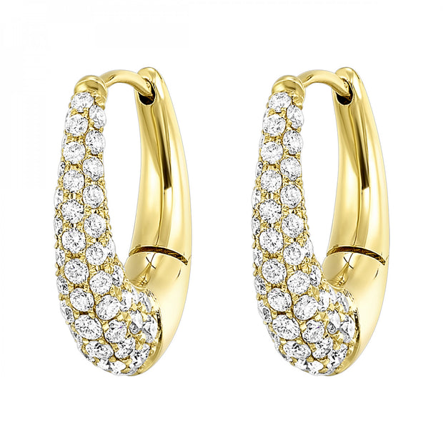 14K Yellow Gold Round 1.25ct Diamond Pavé Domed Hoop Earrings. Bichsel Jewelry in Sedalia, MO. Shop earring styles online or in-store today!