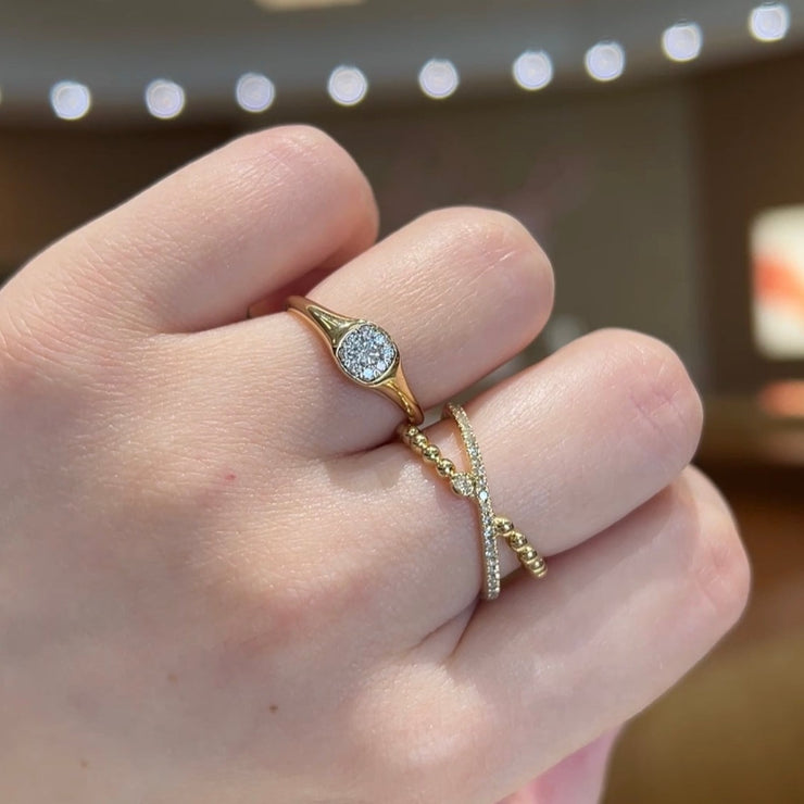 10K Yellow Gold Crisscross Diamond Ring