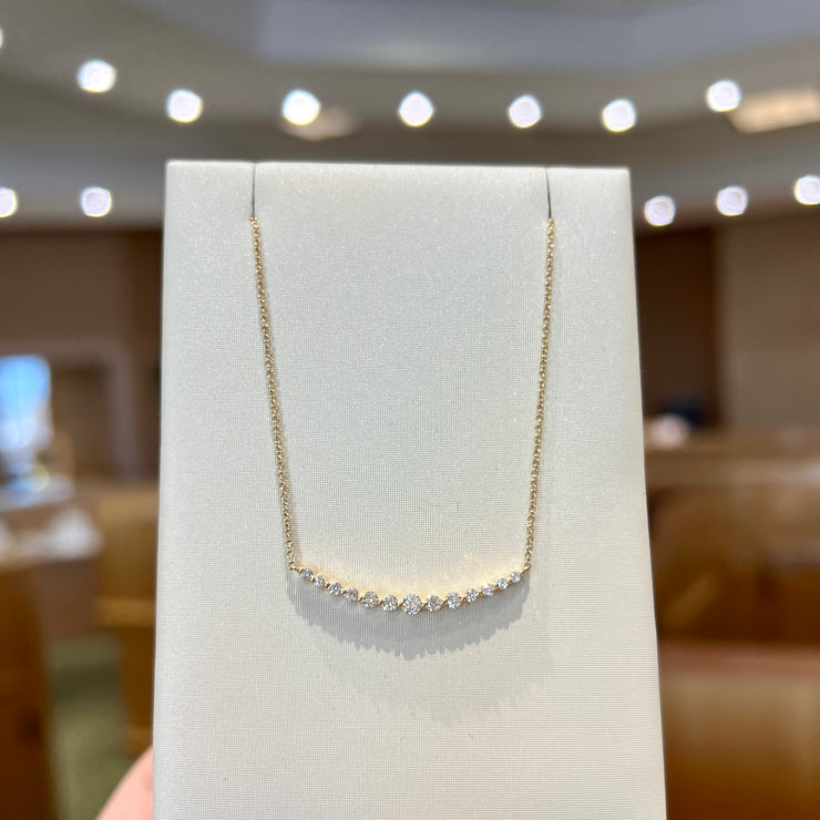14K Yellow Gold 0.31ct Round Diamond Curved Bar Necklace. Bichsel Jewelry in Sedalia, MO. Shop pendant styles online or in-store today!