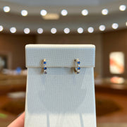 14K Yellow Gold Alternating Round Blue Sapphire & Diamond Hoops. Bichsel Jewelry in Sedalia, MO. Shop gemstone & diamond earrings online or in-store today!