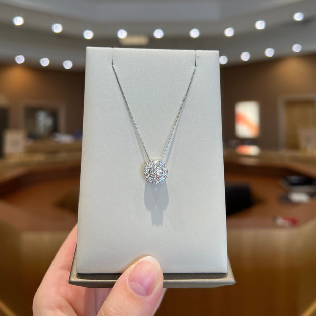 14K White Gold Round Halo-Style Lab Grown Diamond Necklace. Bichsel Jewelry in Sedalia, MO. Shop styles online or in-store today!