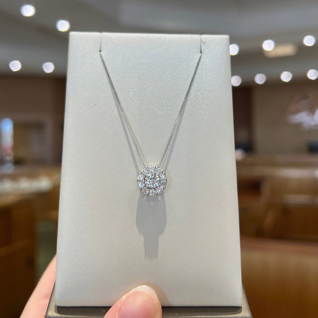 14K White Gold Round Halo-Style Lab Grown Diamond Necklace. Bichsel Jewelry in Sedalia, MO. Shop styles online or in-store today!