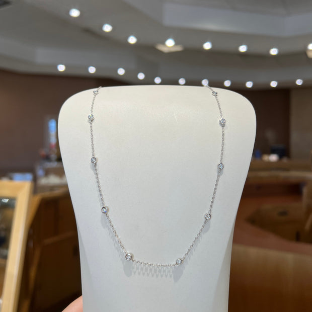 White Gold 1ct Lab Grown Diamond Station Necklace