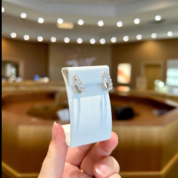 14K White Gold Lab Grown 5-Diamond Hoop Earrings