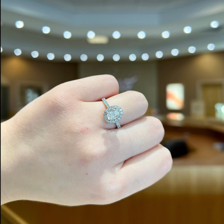 14K White Gold Oval Lab Grown 1.50ct Diamond Engagement Ring with Halo. Bichsel Jewelry in Sedalia, MO. Shop styles online or in-store today! 