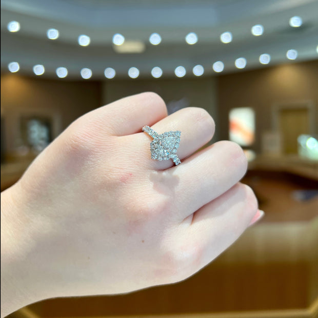 14K White Gold 2ct Lab Grown Pear Shape Diamond Engagement Ring with Graduated Halo. Bichsel Jewelry in Sedalia, MO. Shop styles online or in-store today! 