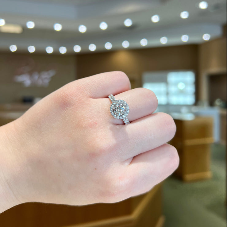 14K White Gold Round 0.71ct Lab Grown Diamond Engagement Ring with Halo and 0.79ct Accent Diamonds. Bichsel Jewelry in Sedalia, MO. Shop online or in-store today!