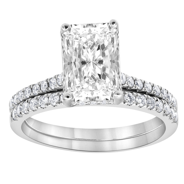 14K White Gold 2.03ct Radiant Cut Lab Grown Diamond Engagement Ring with Matching Diamond Band and Hidden Halo. Bichsel Jewelry in Sedalia, MO. Shop online or in-store today!
