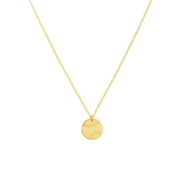 14K Yellow Gold Baseball/Softball Charm Necklace